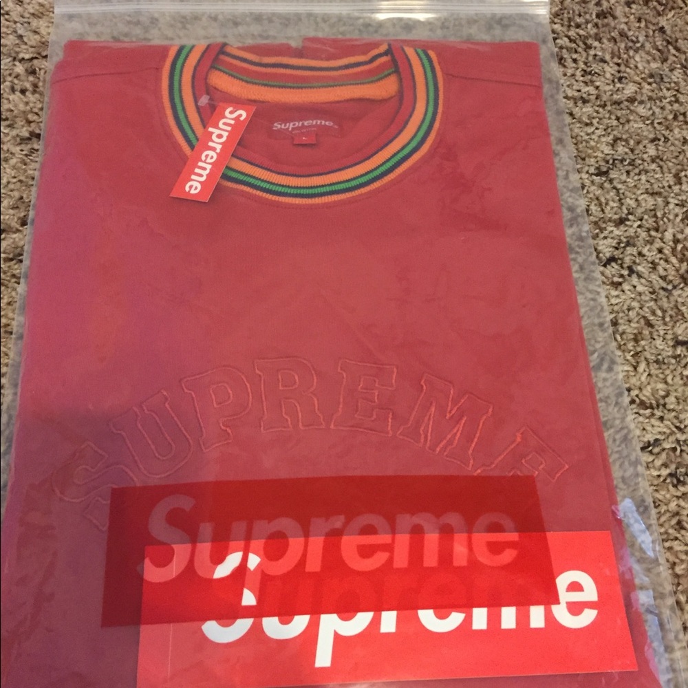 SOLD! Supreme Multicolor Striped Rib L/S Top Red